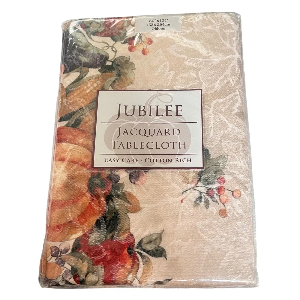 Benson Mills Jubilee Jacquard Tablecloth 60x104 Oblong Harvest Pumpkin Autumn